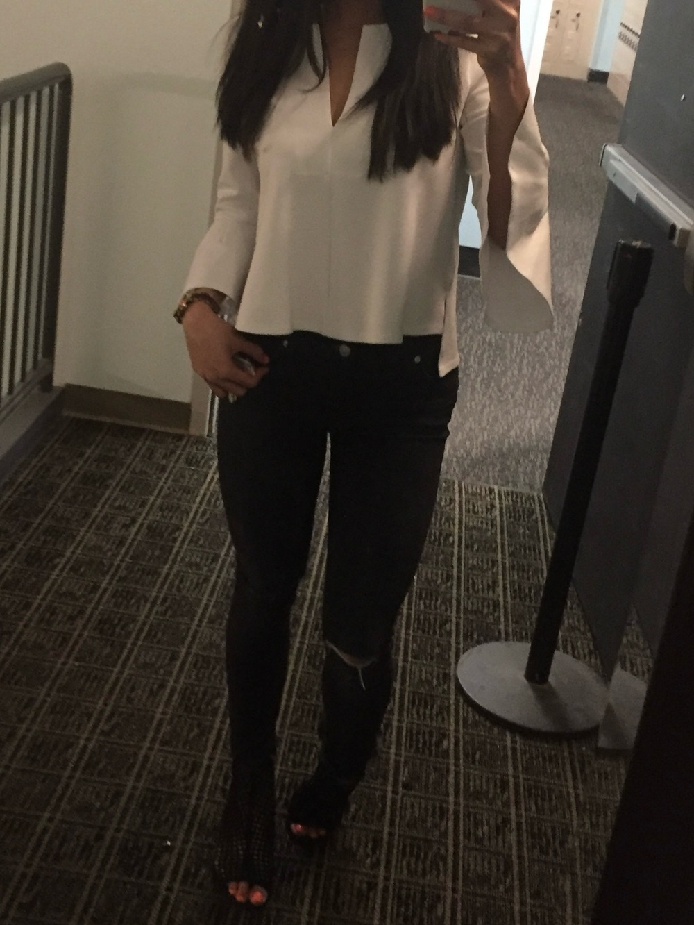 BCBGMaxAzria White Valari Blouse with Bell Sleeves